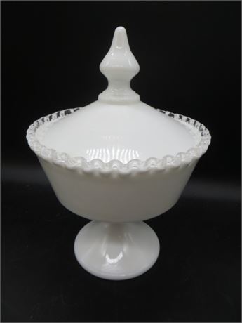 Vintage Fenton Silvercrest Footed Candy Dish & Lid