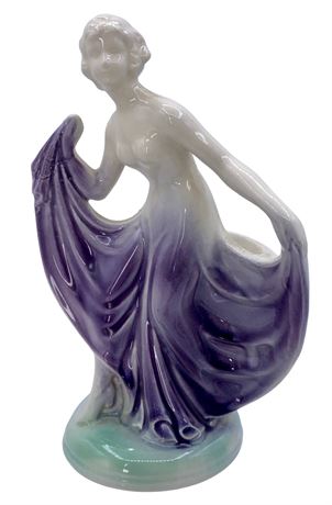 Lovely Art Deco Haldeman Caliente Lavender Gown Dancing Lady Pottery Planter