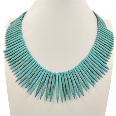 Dyed Turquoise Howlite Spike Statement Necklace