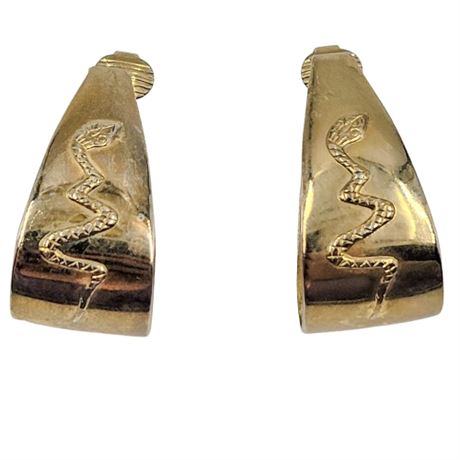 Gold Tone Snake Clip On Earrings