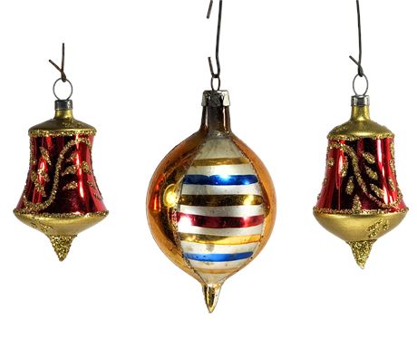 West German Hand Blown Gold Mica Ornaments