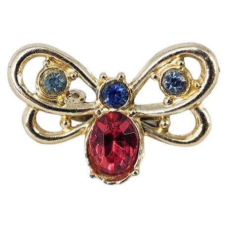 Vintage Rhinestone Mini Butterfly Brooch