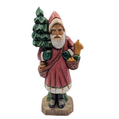 Painted Wood Santa