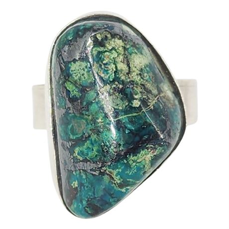 Vintage Sterling Silver Chrysocolla Ring, Sz 5.75