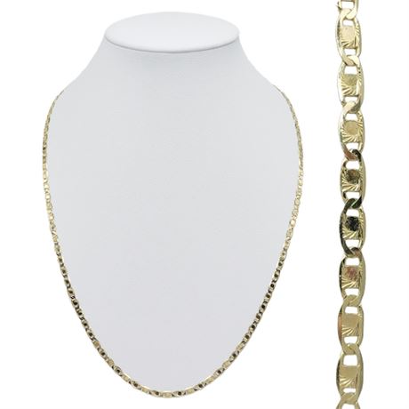 Vintage 24" Italian Gold Over Sterling Silver Etched Mariner's Chain