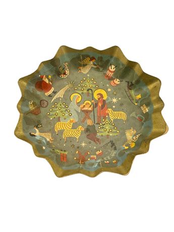 Vintage Cardboard Nativity Scene Plate