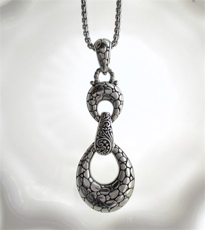 SARDA 925 Watermark Pendant on Sterling Silver Box Chain Necklace
