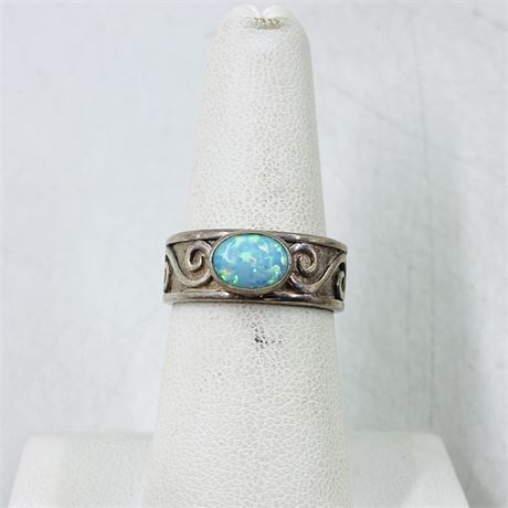 5g Vntg Sterling Opal Ring Size 7