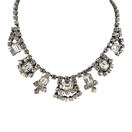 Vintage Weiss Clear Rhinestone Elegant Choker Necklace