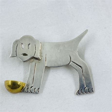 11g Vtg Mexico Sterling Dog Pin