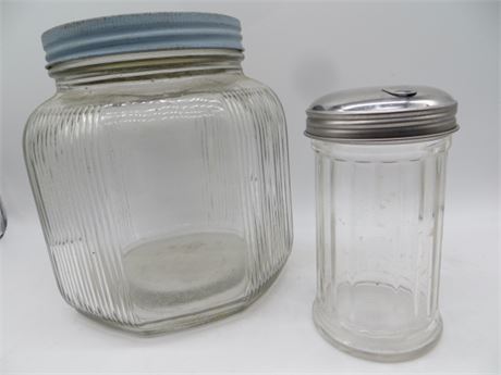 Owens Int. Glass Jar & Sugar Shaker