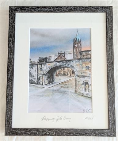 Signed Print Shipway Gate Derry Northern Ireland