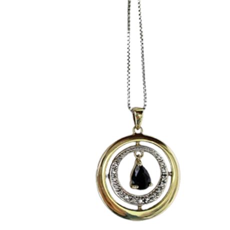 ROSS-SIMONS Two Toned 925 Sterling Necklace with Pear Shaped Drop