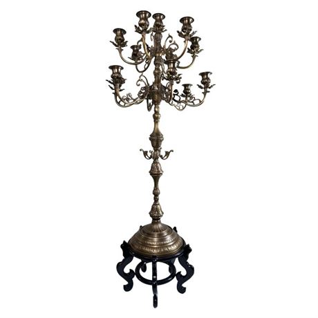 MONUMENTAL Bombay Company Cast Brass Sculptural Candle Stand