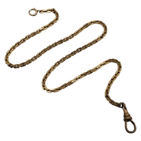 Vintage Gold Filled Rectangular Link Pocket Watch Chain