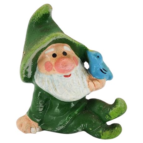 Vintage Napcoware Ceramic Gnome/Elf Figurine w/ Bluebird