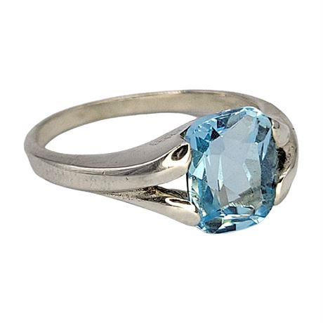 Sterling Silver Blue Topaz Ring, Sz 10