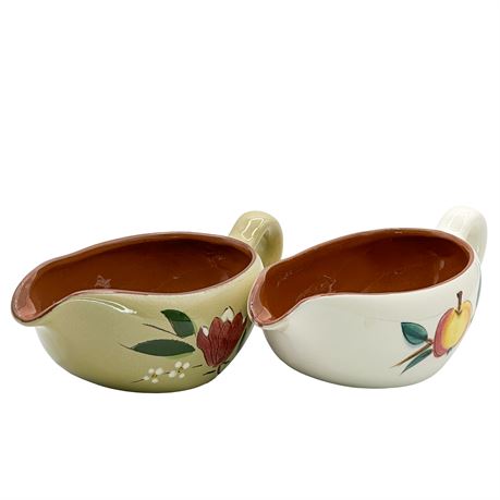 Pair of Vintage Stangl Pottery Hand-Painted Gravy Boats