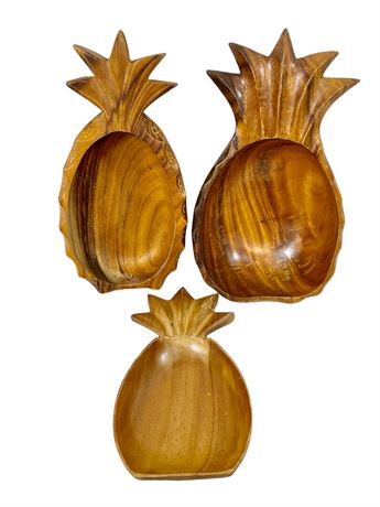 Three Wooden Pineapples