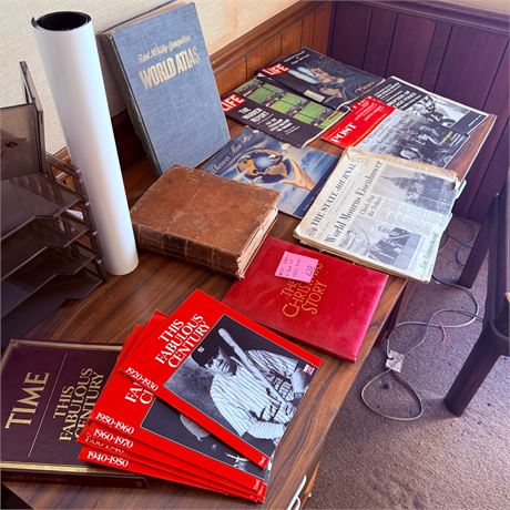 1843 Bible + Book + Ephemera Lot