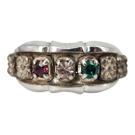 Vintage VARGAS Sterling Silver Rhinestone Ring, Sz 8.5