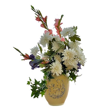 Ceramic Vase w/ Silk Flower Arrangement