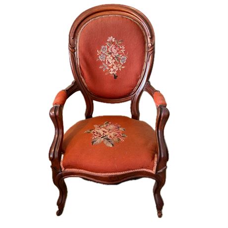 Antique Victorian Era Mahogany Armchair