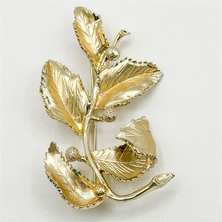 Vintage Coro Gold Tone Signed Leaf Brooch