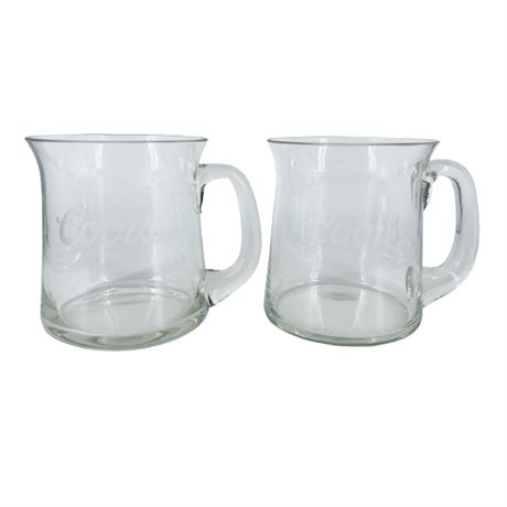 Pair of Vintage Tiffany & Co Etched Coors Light Steins