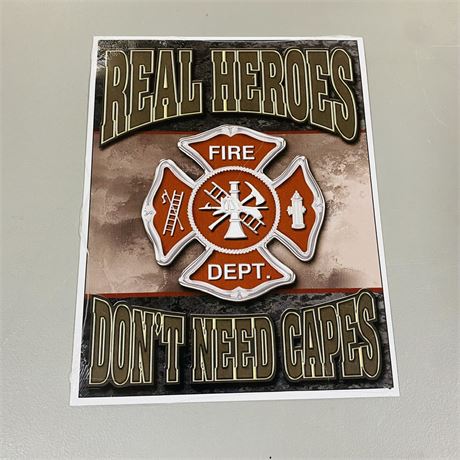 Fire Fighters 12.5x16” Metal Retro Sign
