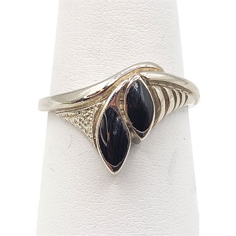 Signed COP Sterling Silver Onyx Ring