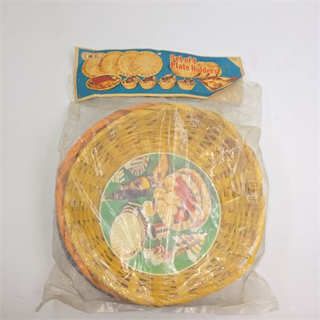 Vintage wicker paper plate holders NOS