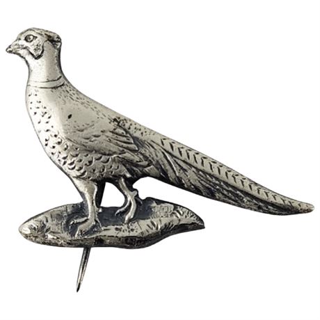 Vintage Silver Tone Repousse Pheasant Lapel Pin
