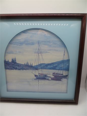 Watercolor Picture of Sailboats