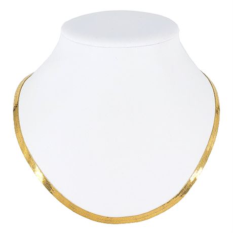 Signed Vintage MONET 18" Gold Tone Herringbone Necklace