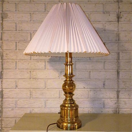 Stiffel Style Brass Table Lamp with Pleated Shade