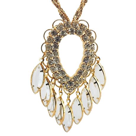Vintage Rhinestone Crystal Drops Necklace