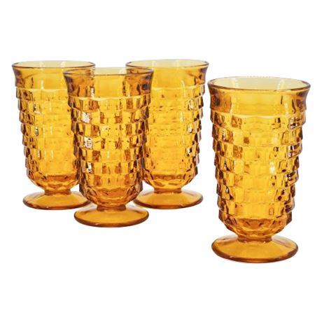 Vintage Colony Glass Whitehall Harvest Gold Iced Tea Glasses, Set of 4