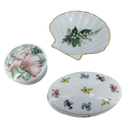 Trio of Limoges Porcelain Trinket Dishes