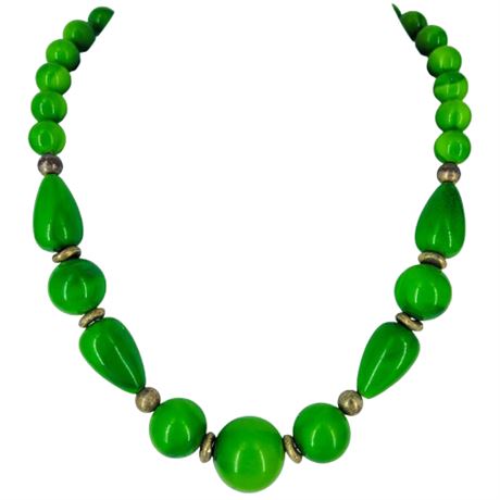 Vintage Lime Green Beaded Necklace