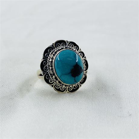 12.1g Sterling Turquoise Ring Size 7.5