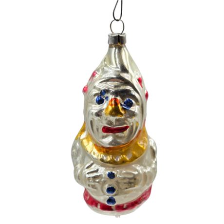Large Antique West German, Fancy Clown, Mercury Glass Ornament