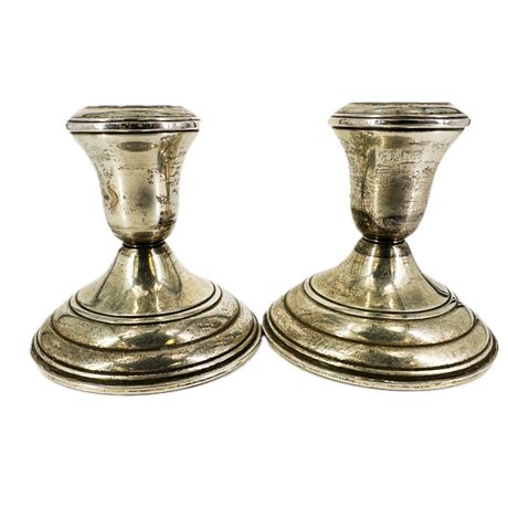 Pair of Vintage Reed & Barton Sterling Weighted Candlesticks