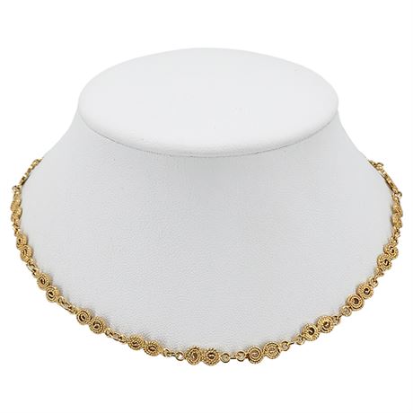 Vtg VENDOME Gold Tone Filigree Link Choker Necklace