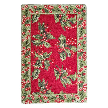April Cornell "Holly Red" Hooked Wool Rug 2' x 3'