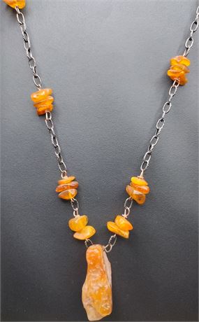 Amber chunk necklace 21 inches