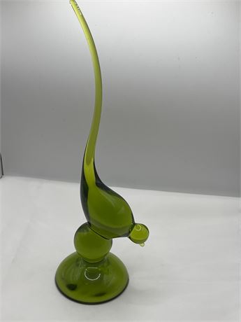 Viking green glass bird statue
