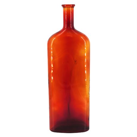13 Inch Amberina Red Glass Bottle, UV Reactive