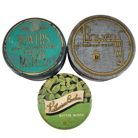 Vintage Bowers Mints / Katharine Beecher Mints Tin Lot