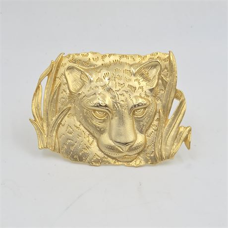 Goldtone leopard statement brooch